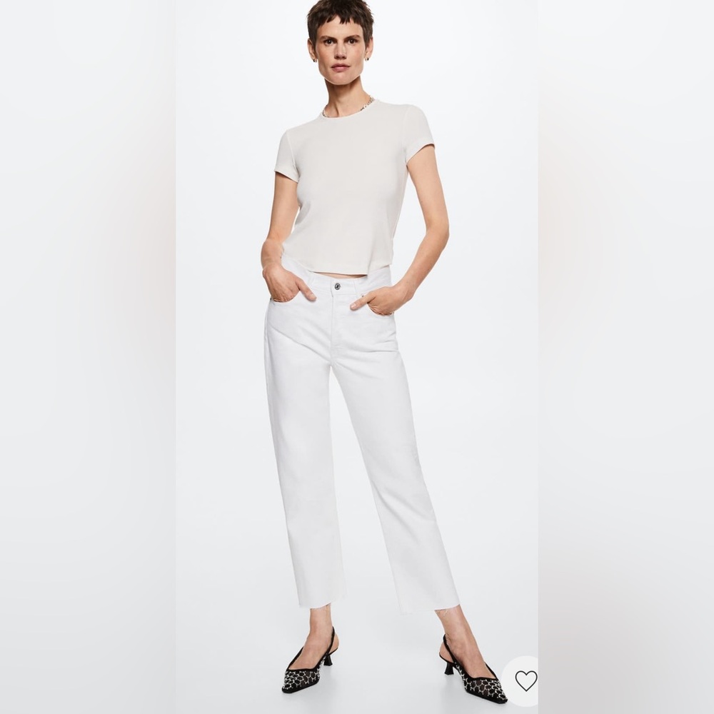 Mango High-waist cropped straight jeans